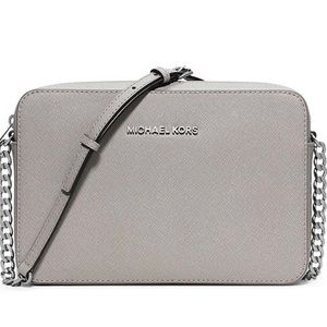 Michael Kors Jet Set Large Crossbody Pearl Grey